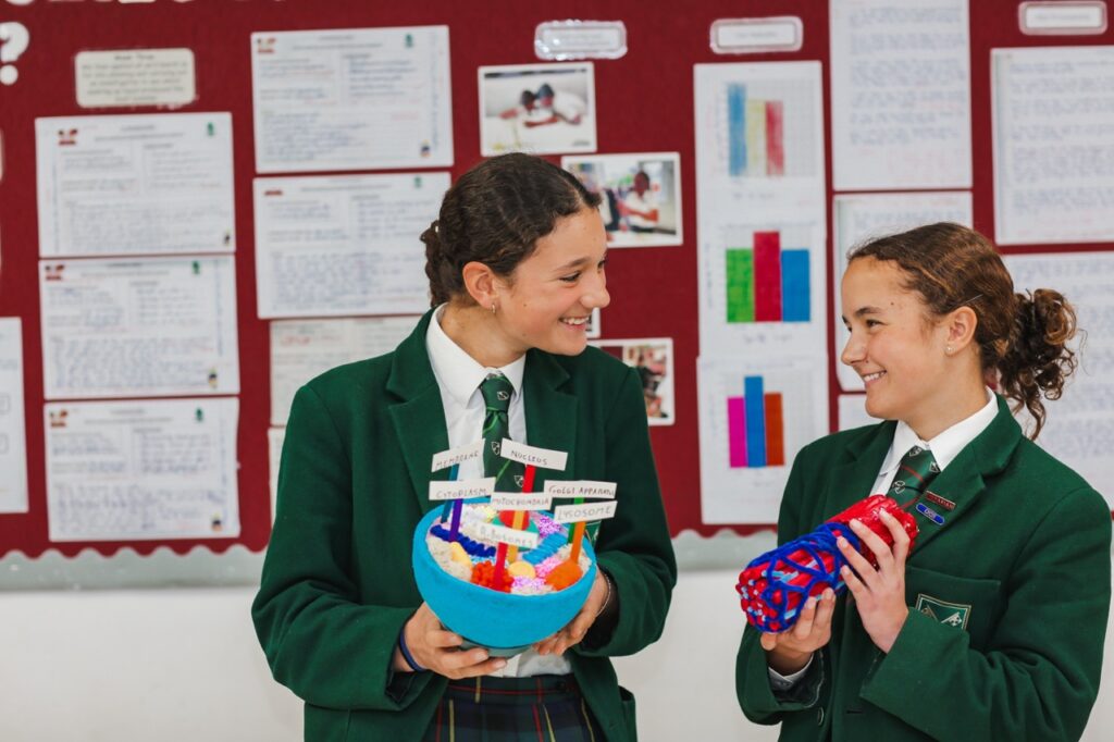 Pupils with science models at St Peter’s Prep