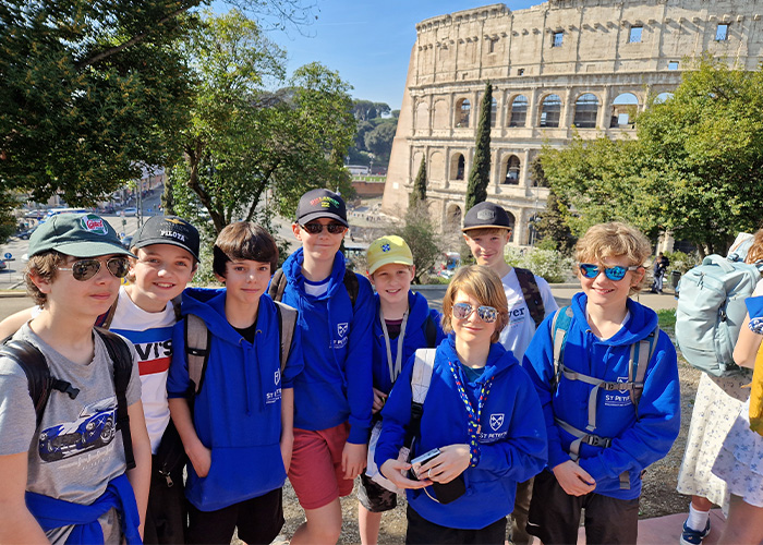 St peter's students visiting the Colosseum in Rome