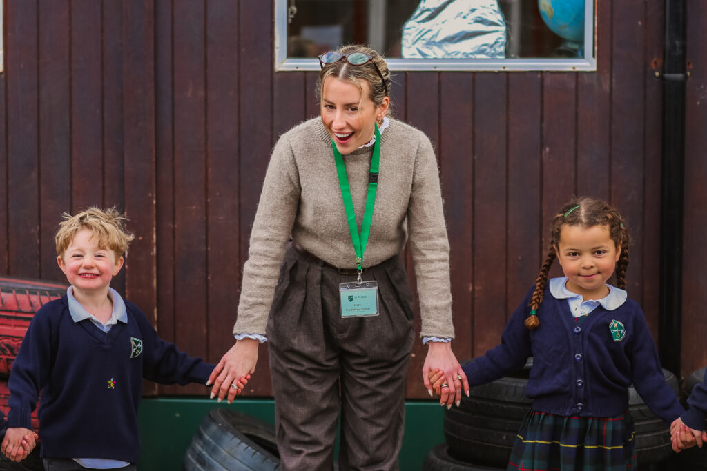A teacher with pupils at St Peter’s Prep