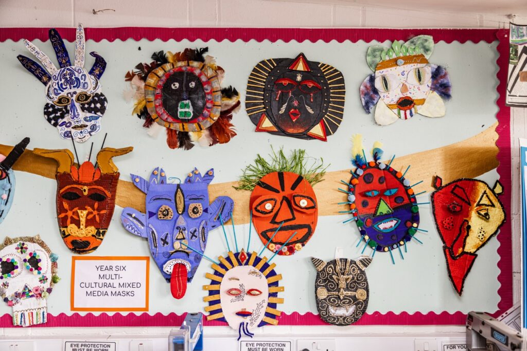 Multi-cultural masks made at St Peter’s Prep