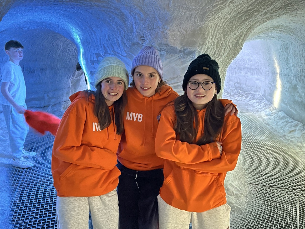Children from St Peter’s Prep in an ice tunnel in Iceland