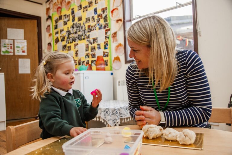 A pupil and a teacher at St Peter’s Prep