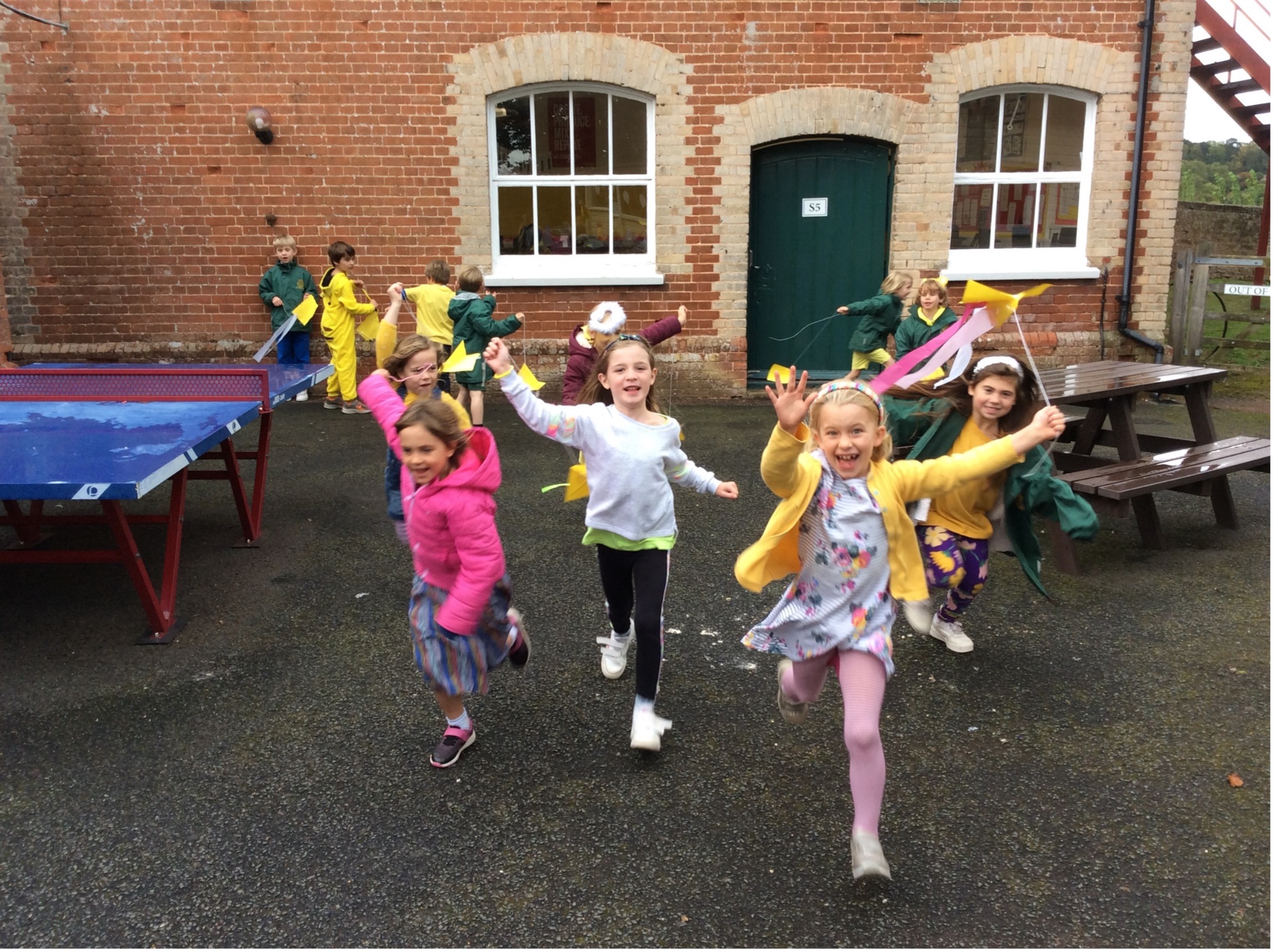 A group of children playing outside