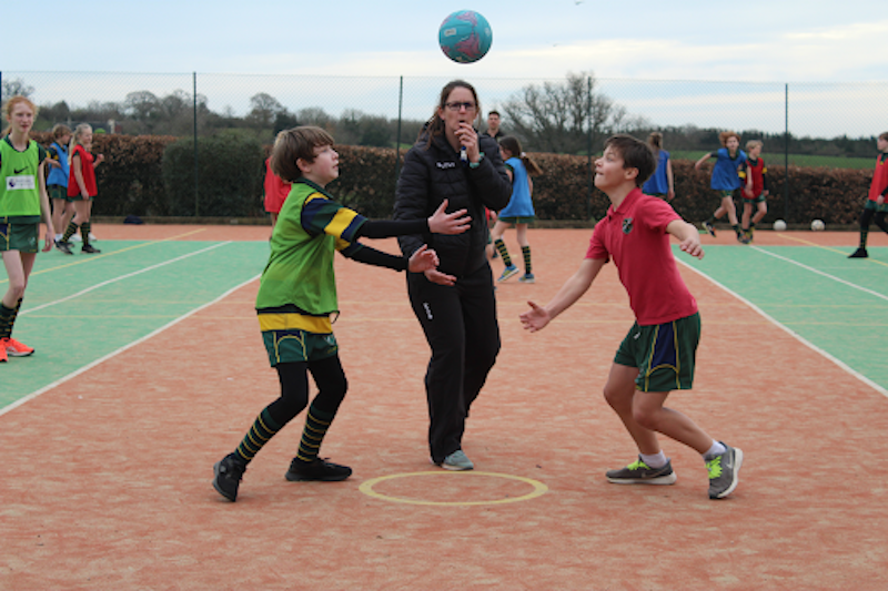 St Peter's Prep students playing netball