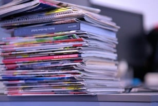 A stack of magazines.