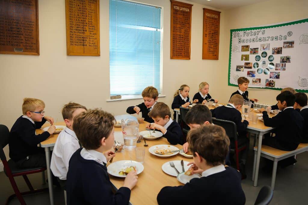 Pupils at St Peter’s Prep eating
