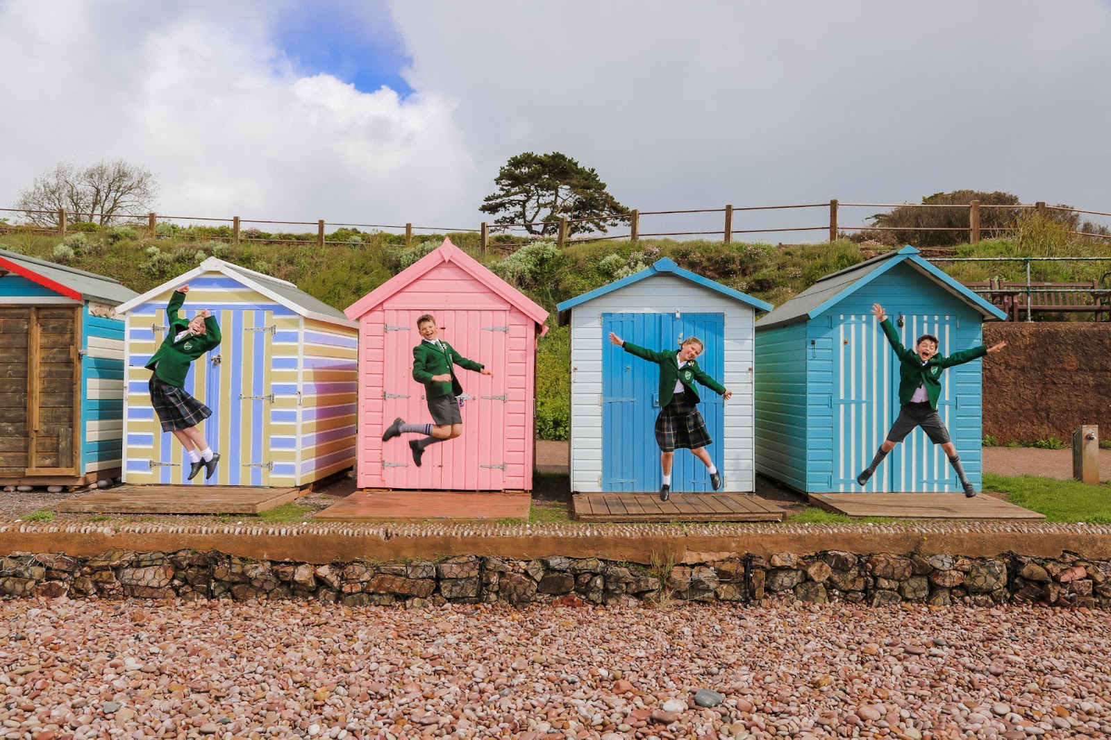 Students enjoying the beach