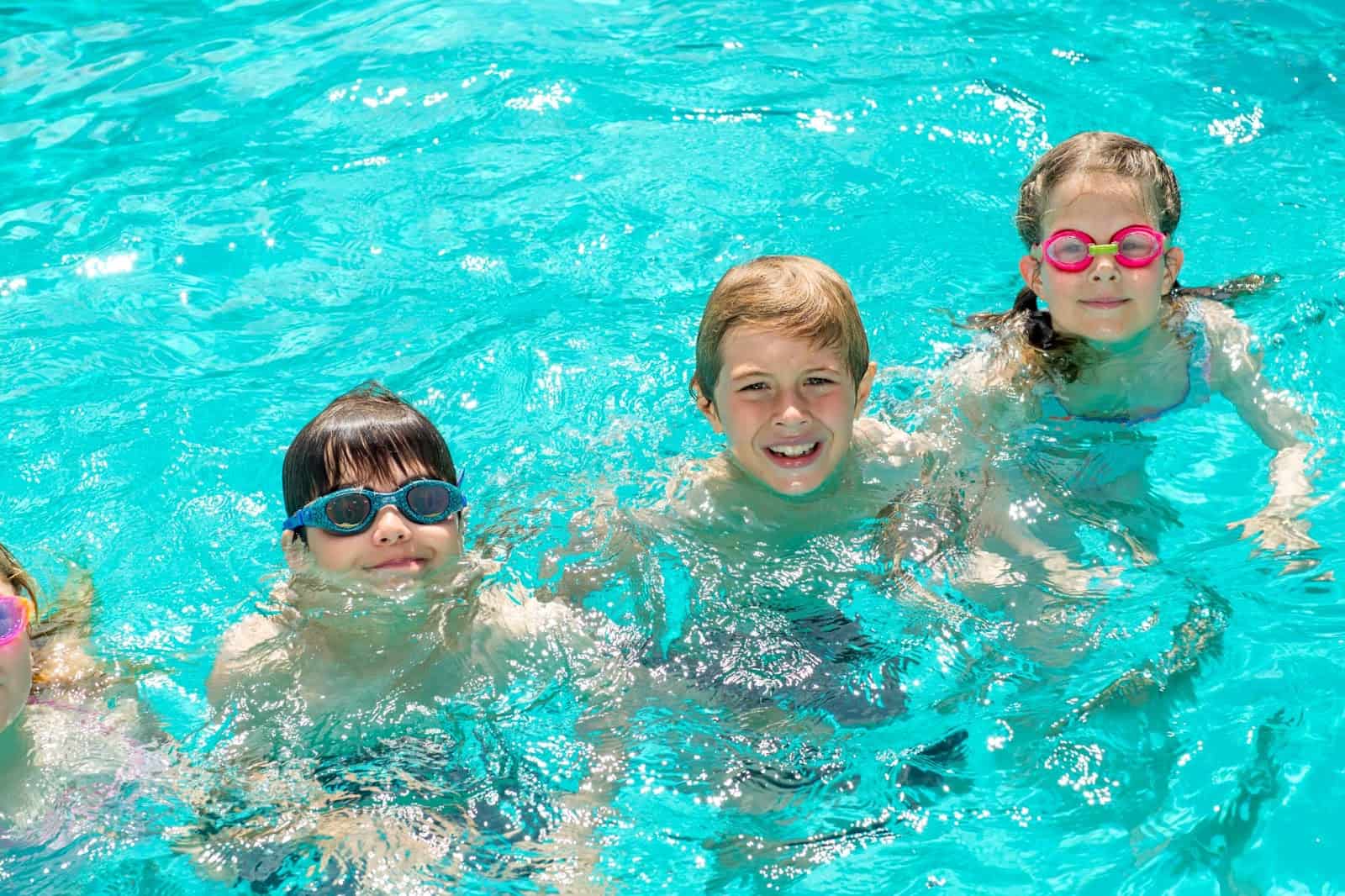children swimming