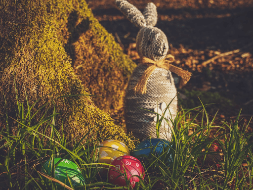 Easter eggs and an Easter bunny