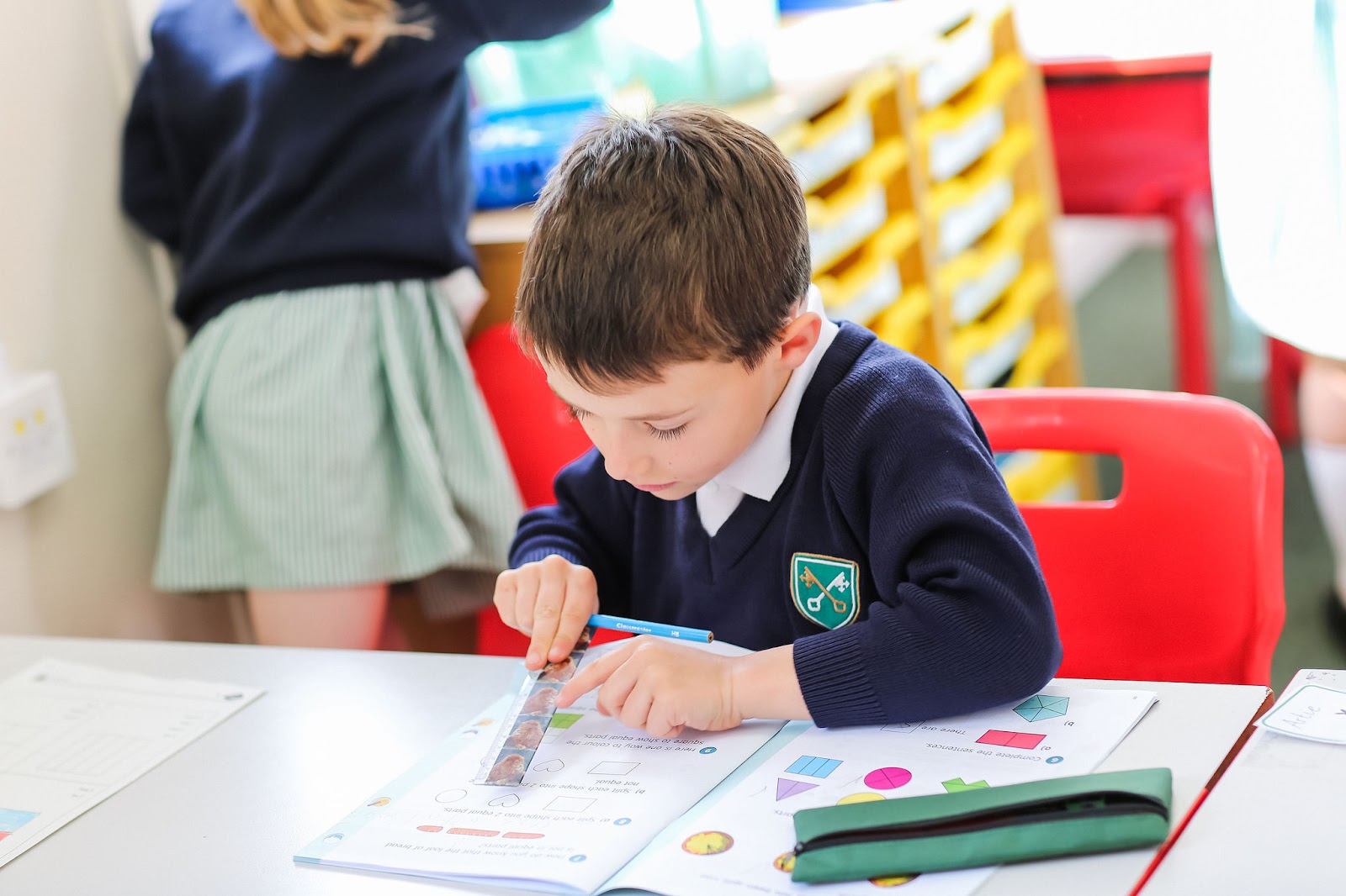 A student doing school work