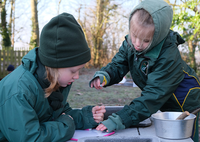 Some students enjoying outdoor learning