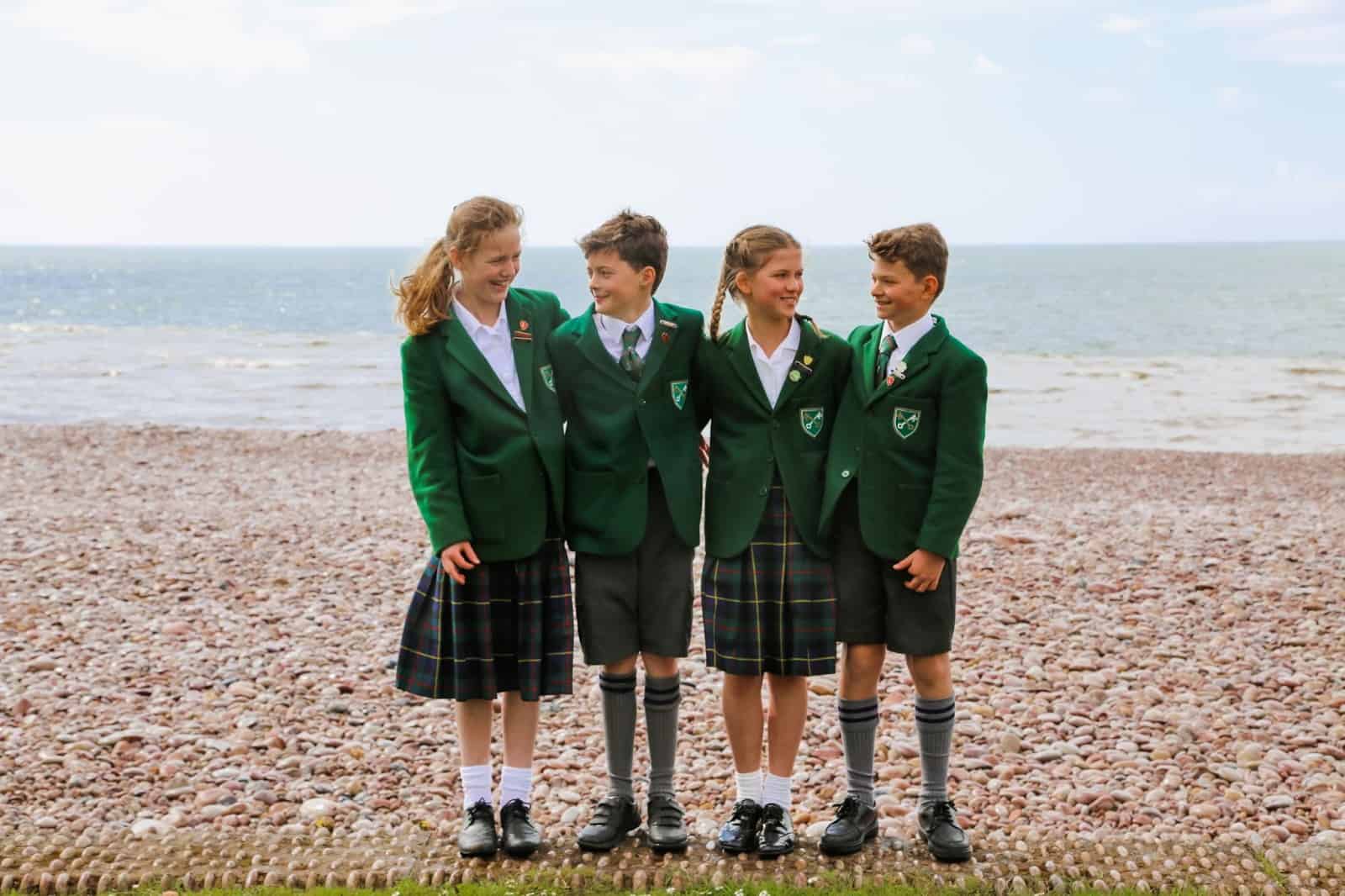 prep students on beach