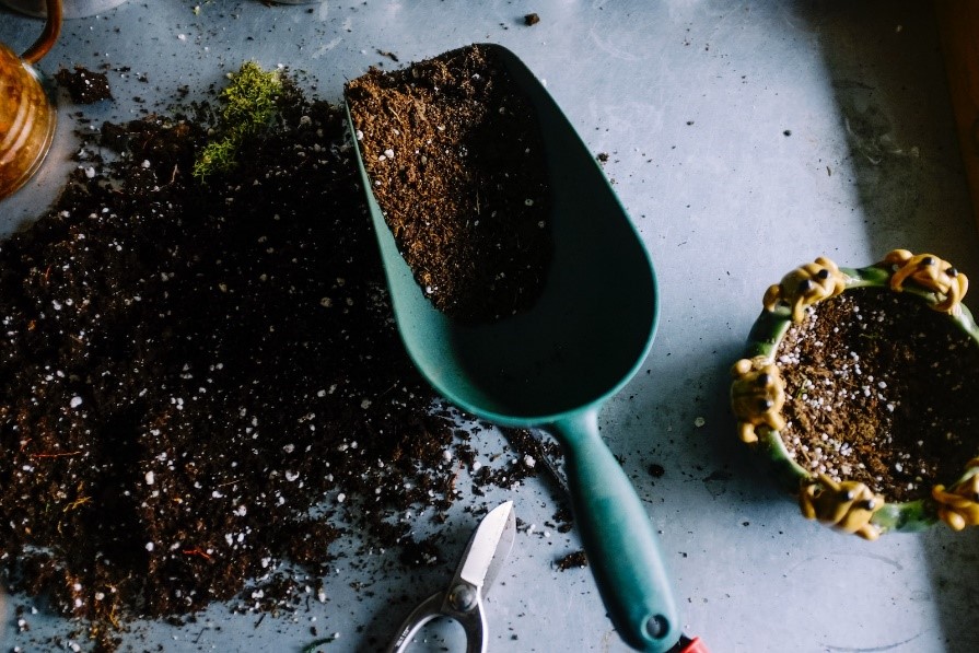 soil in a shovel