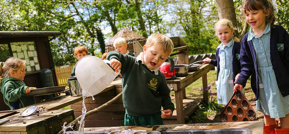 Nursery students in outdoor learning