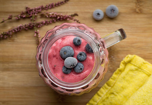 A pink berry smoothie