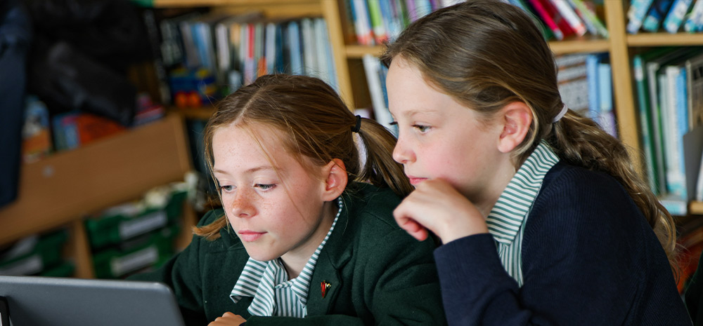 Students using the laptops